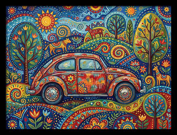 Old Car In A Vibrant Landscape