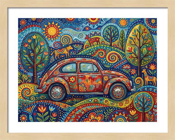 Old Car In A Vibrant Landscape