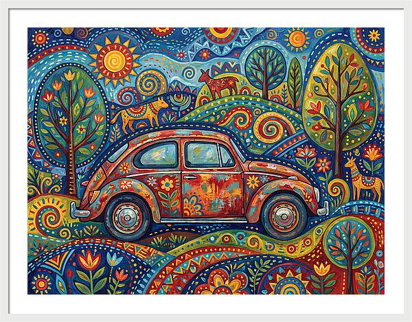 Old Car In A Vibrant Landscape