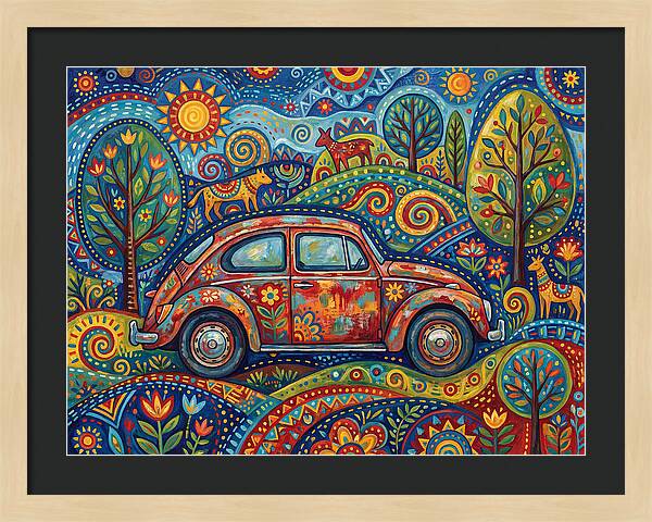 Old Car In A Vibrant Landscape