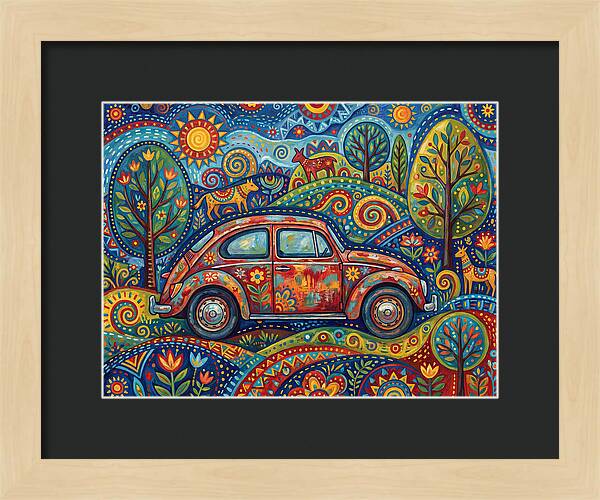 Old Car In A Vibrant Landscape