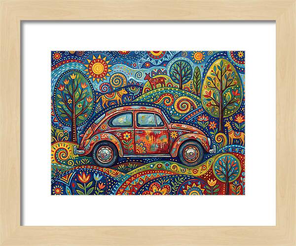 Old Car In A Vibrant Landscape
