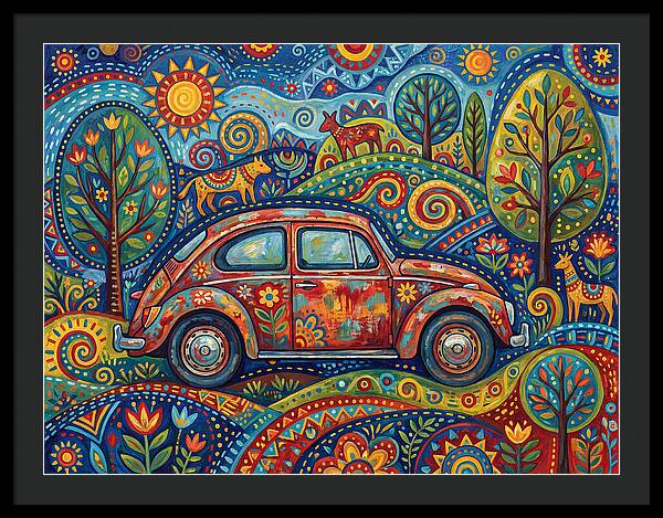 Old Car In A Vibrant Landscape