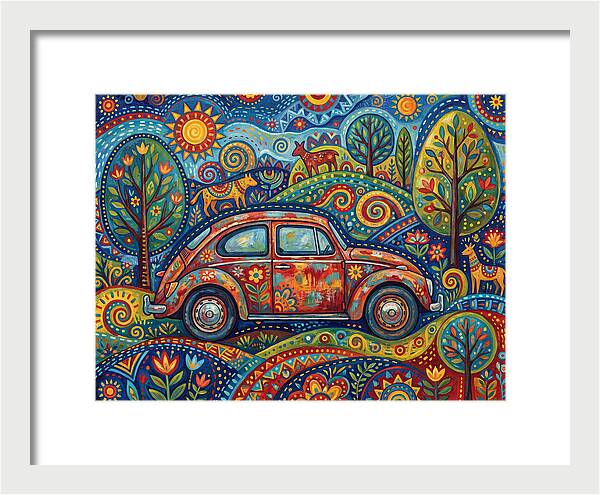 Old Car In A Vibrant Landscape