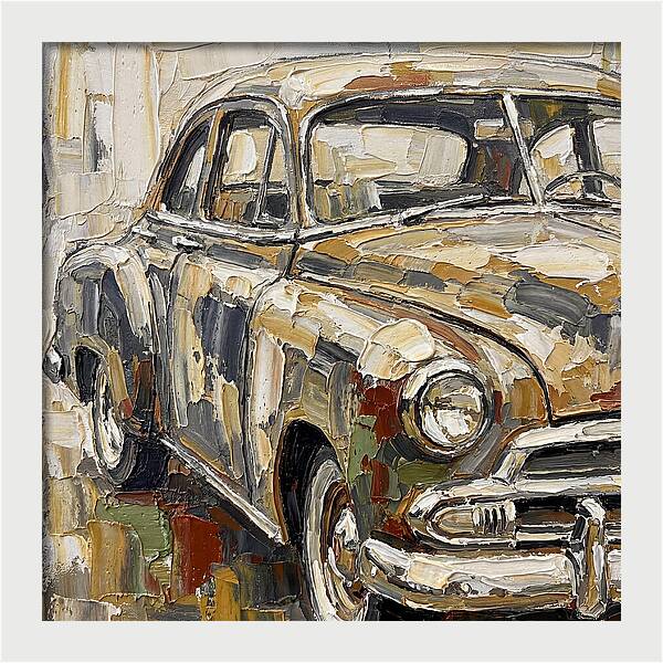 Old Car In Palette Knife Style