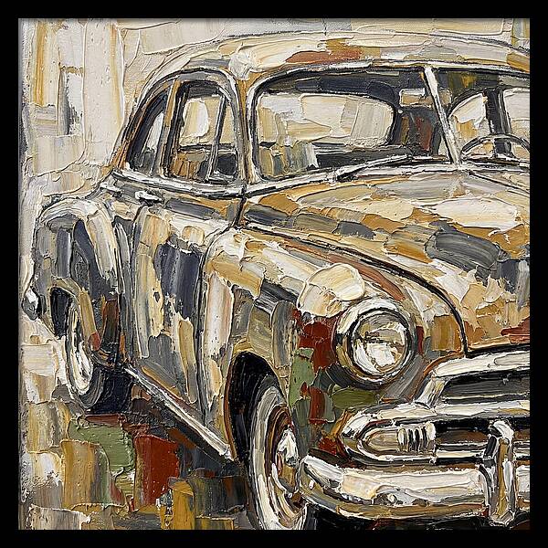 Old Car In Palette Knife Style