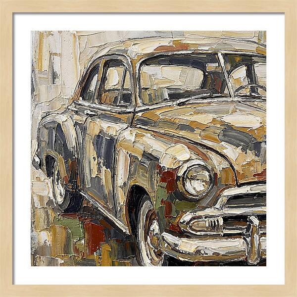 Old Car In Palette Knife Style
