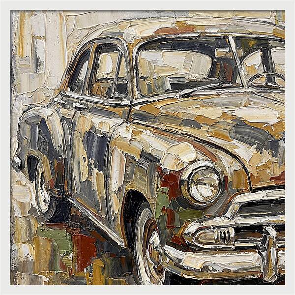 Old Car In Palette Knife Style
