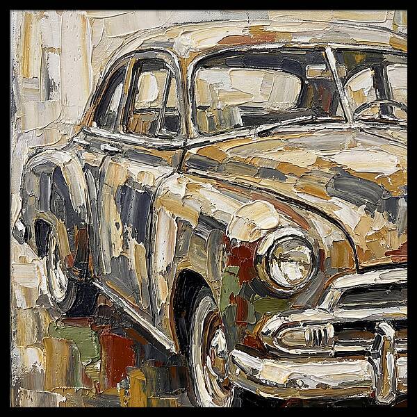 Old Car In Palette Knife Style