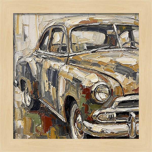 Old Car In Palette Knife Style