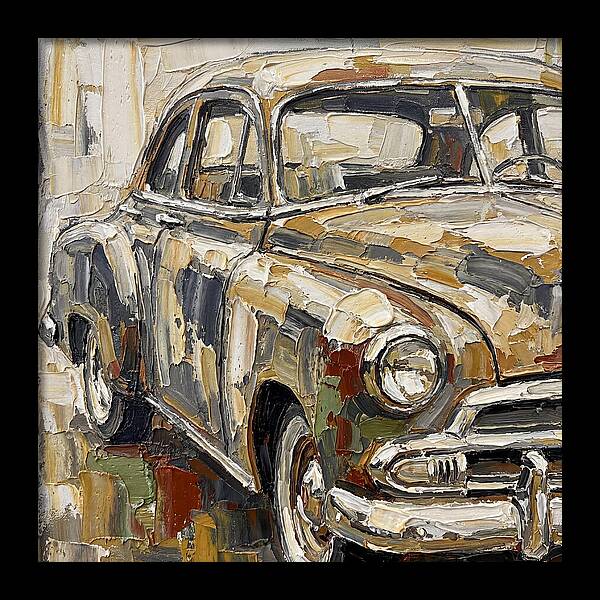 Old Car In Palette Knife Style