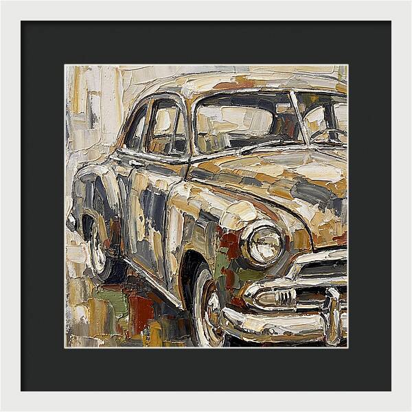 Old Car In Palette Knife Style