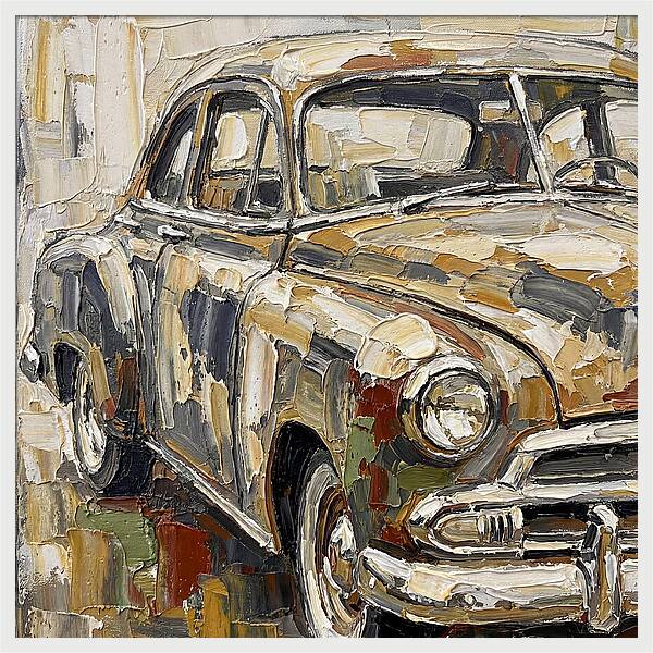 Old Car In Palette Knife Style
