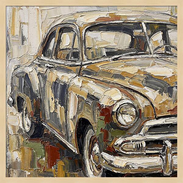 Old Car In Palette Knife Style