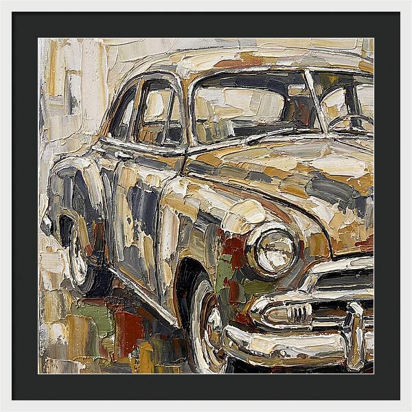 Old Car In Palette Knife Style