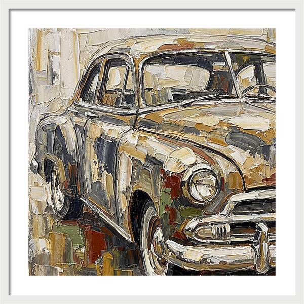 Old Car In Palette Knife Style