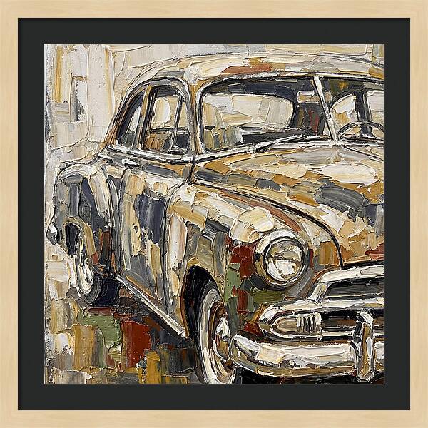 Old Car In Palette Knife Style