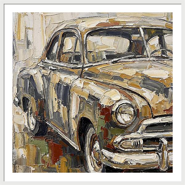 Old Car In Palette Knife Style