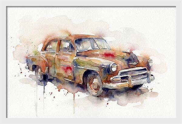 Old Car In Watercolor