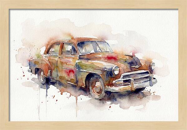 Old Car In Watercolor