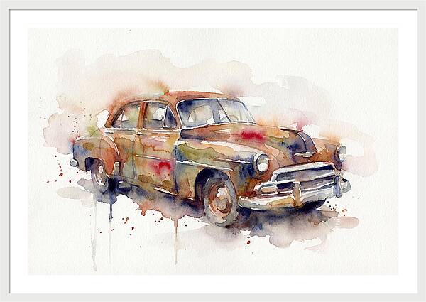 Old Car In Watercolor