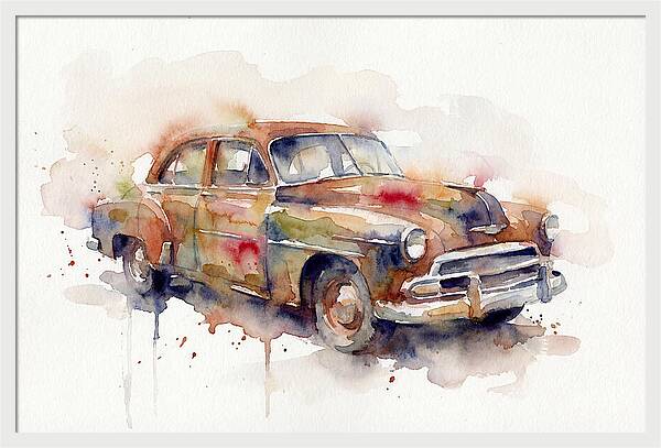 Old Car In Watercolor