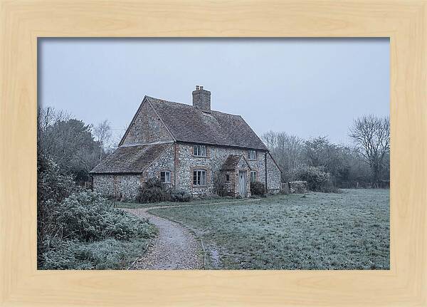 Old Cottage In Misty Landscape