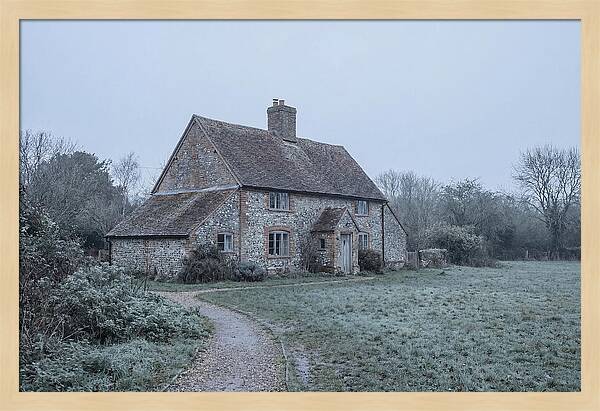 Old Cottage In Misty Landscape