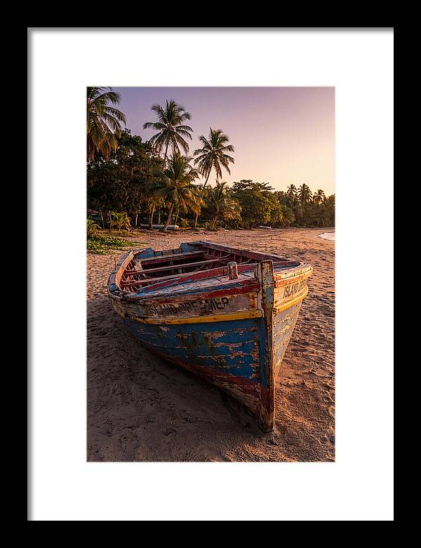 Old Fishing Boat Beached At Sunset