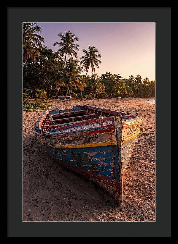 Old Fishing Boat Beached At Sunset