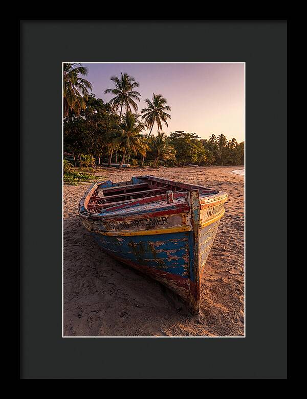 Old Fishing Boat Beached At Sunset
