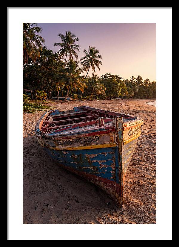 Old Fishing Boat Beached At Sunset