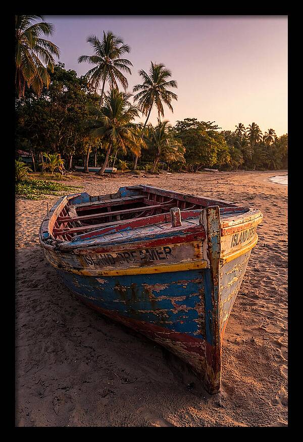 Old Fishing Boat Beached At Sunset