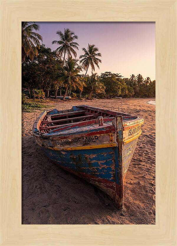 Old Fishing Boat Beached At Sunset