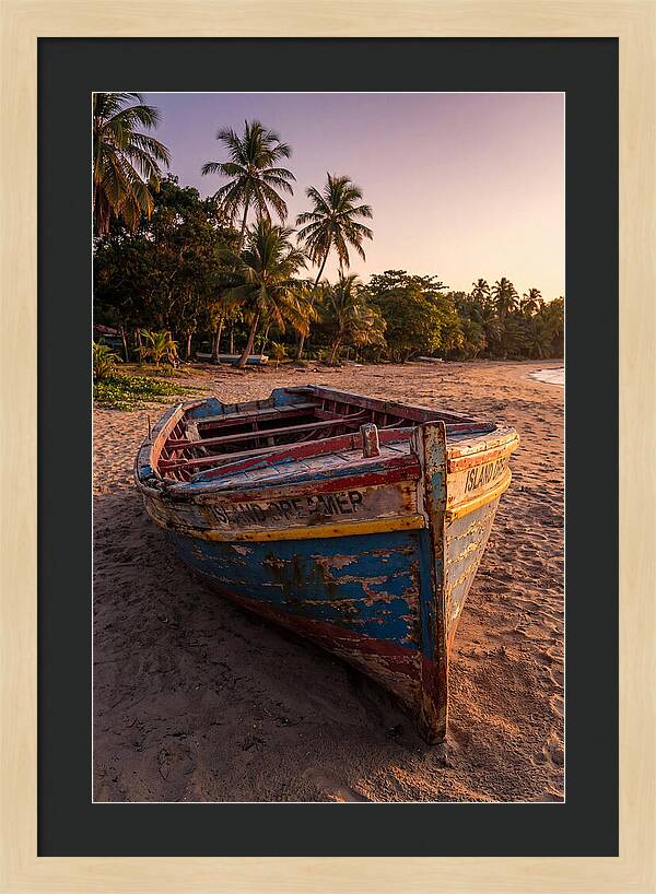 Old Fishing Boat Beached At Sunset