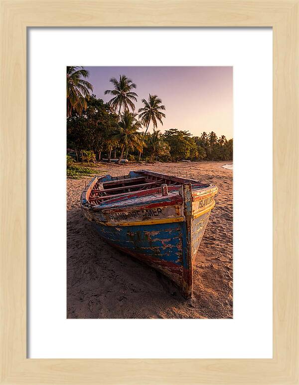 Old Fishing Boat Beached At Sunset