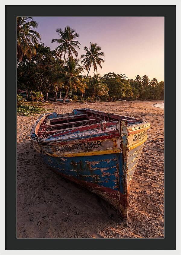 Old Fishing Boat Beached At Sunset