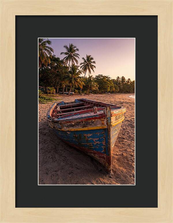 Old Fishing Boat Beached At Sunset