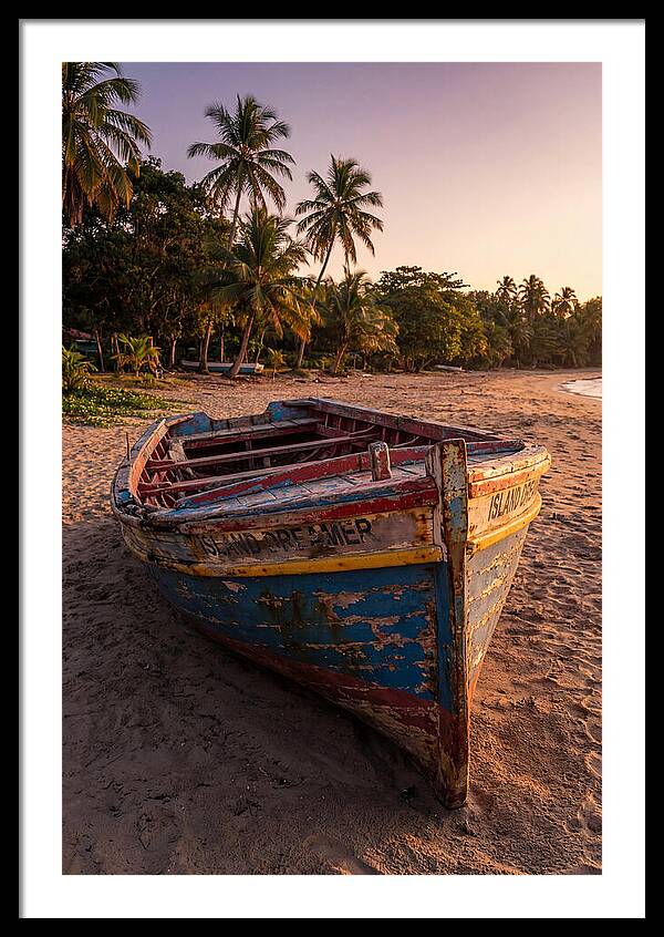 Old Fishing Boat Beached At Sunset