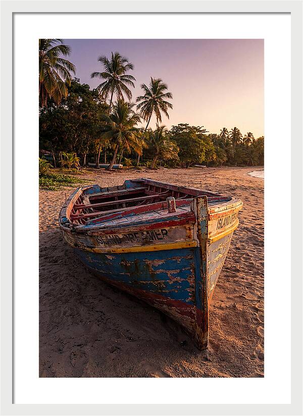 Old Fishing Boat Beached At Sunset