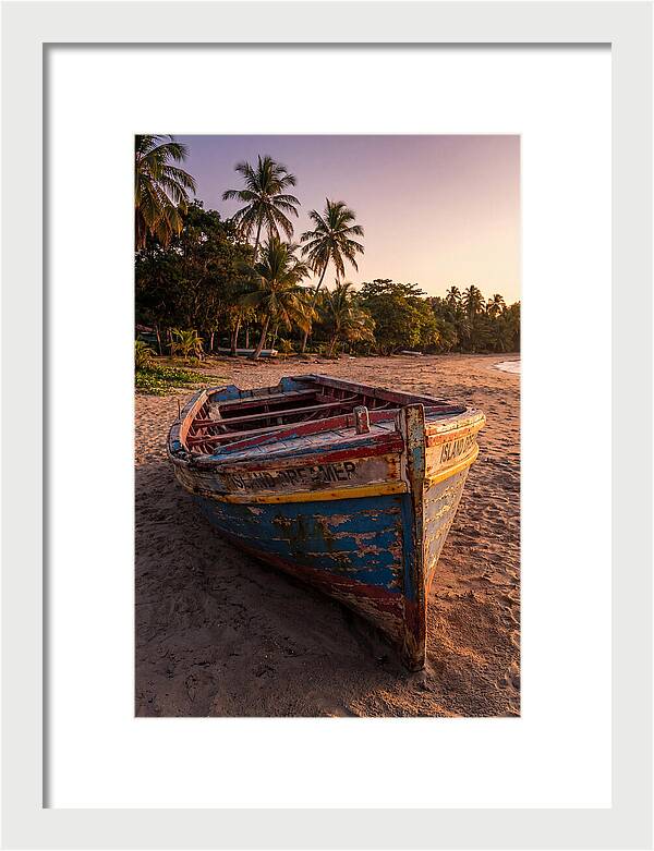 Old Fishing Boat Beached At Sunset