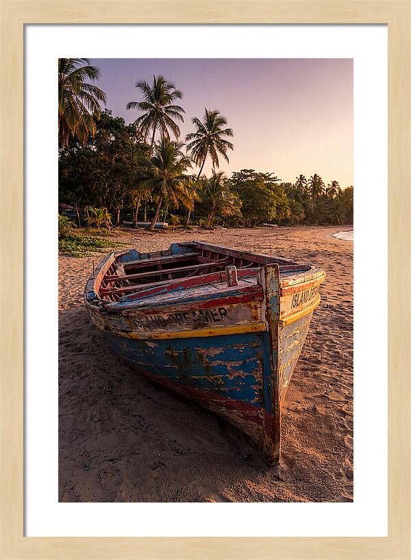 Old Fishing Boat Beached At Sunset
