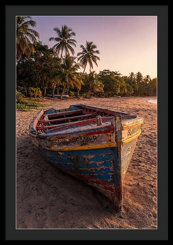 Old Fishing Boat Beached At Sunset
