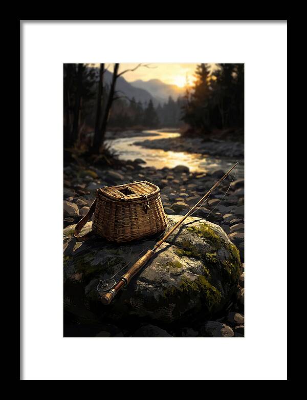 Old Fishing Creel And Fly Rod