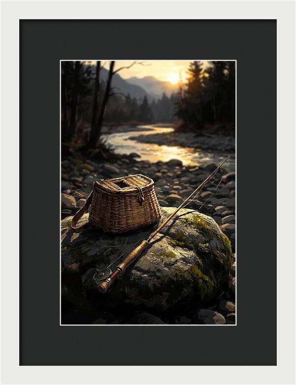 Old Fishing Creel And Fly Rod