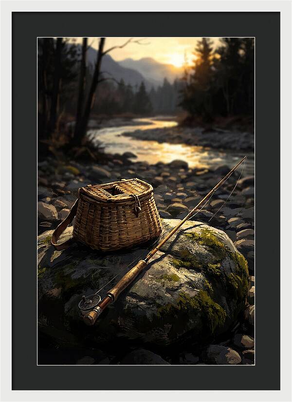Old Fishing Creel And Fly Rod