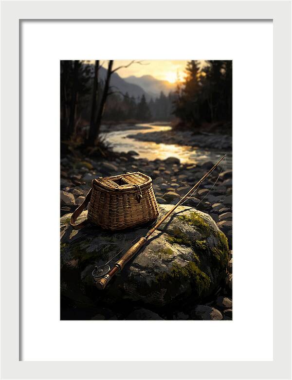 Old Fishing Creel And Fly Rod