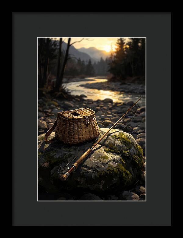 Old Fishing Creel And Fly Rod