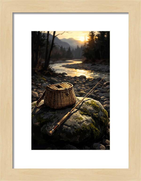 Old Fishing Creel And Fly Rod