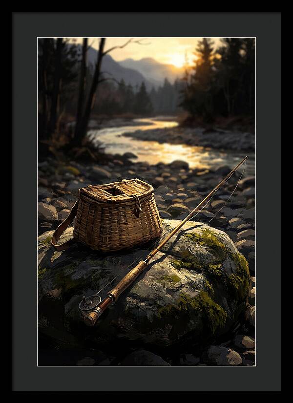 Old Fishing Creel And Fly Rod